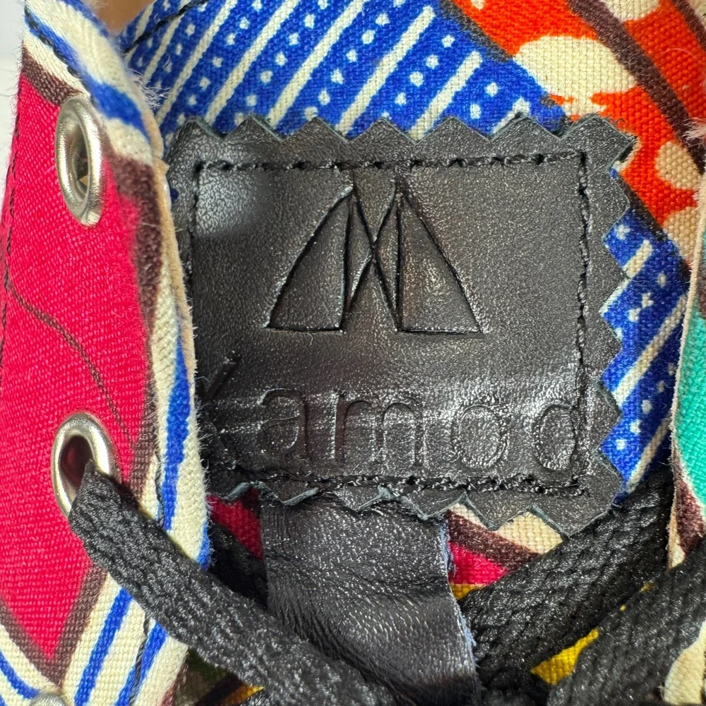 Karmod Geometric Print Low Top Sneakers‎ Multicolor Canvas Size 10